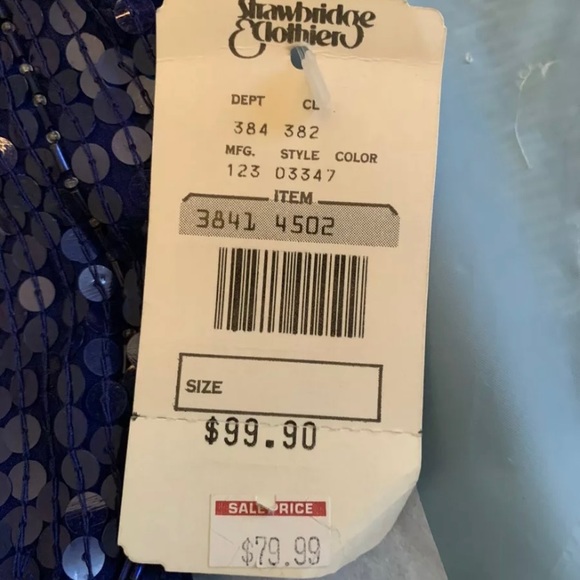 Vintage Justine Todd Blue Sequin Silk Top- Medium - Picture 7 of 9